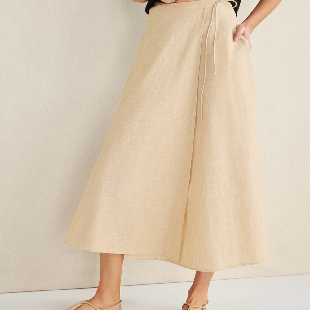 Haven Well Within Organic Cotton Linen Wrap Skirt